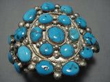 Museum Vibrant Turquoise Vintage Native American Jewelry Navajo Sterling Silver Cuff Bracelet Old-Nativo Arts