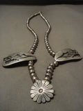 Museum Vintage Hopi 'Butterfly Maiden' Native American Jewelry Silver Flower Necklace-Nativo Arts