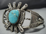 Museum Vintage Native American Jewelry Navajo Blue Gem Turquoise Sterling Silver Bracelet Old-Nativo Arts