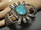Museum Vintage Native American Jewelry Navajo Blue Gem Turquoise Sterling Silver Bracelet Old-Nativo Arts