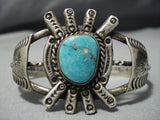 Museum Vintage Native American Jewelry Navajo Blue Gem Turquoise Sterling Silver Bracelet Old-Nativo Arts