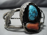 Museum Vintage Native American Jewelry Navajo Blue Wind Turquoise Sterling Silver Bracelet Old Cuff-Nativo Arts