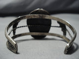Museum Vintage Native American Jewelry Navajo Blue Wind Turquoise Sterling Silver Bracelet Old Cuff-Nativo Arts