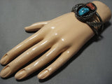 Museum Vintage Native American Jewelry Navajo Blue Wind Turquoise Sterling Silver Bracelet Old Cuff-Nativo Arts