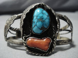 Museum Vintage Native American Jewelry Navajo Blue Wind Turquoise Sterling Silver Bracelet Old Cuff-Nativo Arts