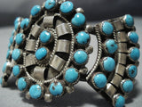 Museum Vintage Native American Jewelry Navajo Deep Blue Turquoise Sterling Silver Bracelet Old-Nativo Arts