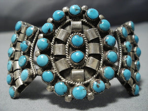 Museum Vintage Native American Jewelry Navajo Deep Blue Turquoise Sterling Silver Bracelet Old-Nativo Arts