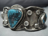 Museum Vintage Native American Jewelry Navajo Turquoise Coral Sterling Silver Cuff Bracelet Old-Nativo Arts