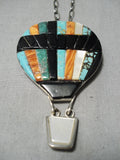 Museum Vintage Native American Navajo Air Balloon Turquoise Sterling Silver Necklace Old-Nativo Arts