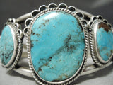 Museum Vintage Native American Navajo Blue Diamond Turquoise Sterling Silver Bracelet Old-Nativo Arts