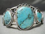 Museum Vintage Native American Navajo Blue Diamond Turquoise Sterling Silver Bracelet Old-Nativo Arts