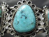 Museum Vintage Native American Navajo Blue Turquoise Sterling Silver Bracelet Old Cuff-Nativo Arts