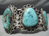 Museum Vintage Native American Navajo Blue Turquoise Sterling Silver Bracelet Old Cuff-Nativo Arts