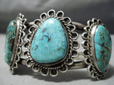 Museum Vintage Native American Navajo Blue Turquoise Sterling Silver Bracelet Old Cuff-Nativo Arts
