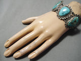 Museum Vintage Native American Navajo Blue Turquoise Sterling Silver Bracelet Old Cuff-Nativo Arts