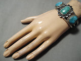 Museum Vintage Native American Navajo Carico Lake Turquois Estelring Silver Bracelet Old-Nativo Arts