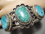 Museum Vintage Native American Navajo Carico Lake Turquois Estelring Silver Bracelet Old-Nativo Arts