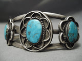 Museum Vintage Native American Navajo Carico Lake Turquoise Sterling Silver Bracelet Old-Nativo Arts
