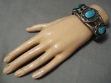 Museum Vintage Native American Navajo Carico Lake Turquoise Sterling Silver Bracelet Old-Nativo Arts