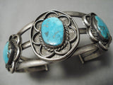 Museum Vintage Native American Navajo Carico Lake Turquoise Sterling Silver Bracelet Old-Nativo Arts