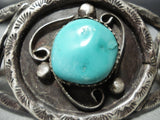 Museum Vintage Native American Navajo Dkl Turquoise Sterling Silver Bracelet Old-Nativo Arts