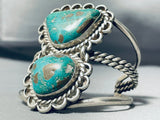 Museum Vintage Native American Navajo Green Turquoise Sterling Silver Bracelet Old-Nativo Arts