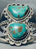 Museum Vintage Native American Navajo Green Turquoise Sterling Silver Bracelet Old-Nativo Arts