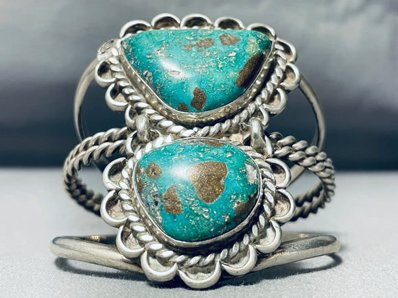 Museum Vintage Native American Navajo Green Turquoise Sterling Silver Bracelet Old-Nativo Arts