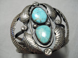 Museum Vintage Native American Navajo Leaves Sterling Silver Royston Turquoise Bracelet-Nativo Arts