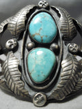 Museum Vintage Native American Navajo Leaves Sterling Silver Royston Turquoise Bracelet-Nativo Arts