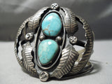 Museum Vintage Native American Navajo Leaves Sterling Silver Royston Turquoise Bracelet-Nativo Arts
