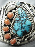 Museum Vintage Native American Navajo Morenci Turquoise Coral Sterling Silver Bracelet-Nativo Arts