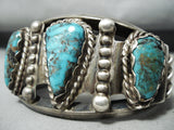Museum Vintage Native American Navajo Old Deposit Turquoise Sterling Silver Heavy Bracelet-Nativo Arts