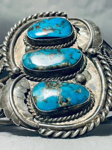 Museum Vintage Native American Navajo Old Morenci Turquoise Sterling Silver Bracelet-Nativo Arts
