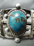 Museum Vintage Native American Navajo Old Turquoise Sterling Silver Bracelet-Nativo Arts