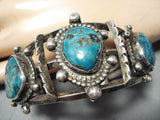 Museum Vintage Native American Navajo Old Turquoise Sterling Silver Bracelet-Nativo Arts