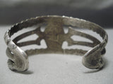 Museum Vintage Native American Navajo Serrated Sterling Silver Turquoise Bracelet-Nativo Arts