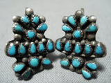 Museum Vintage Native American Zuni Screwback Turquoise Sterling Silver Earrings-Nativo Arts