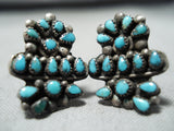 Museum Vintage Native American Zuni Screwback Turquoise Sterling Silver Earrings-Nativo Arts