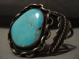 Museum Vintage Navajo #8 Turquoise Native American Jewelry Silver Coil Bracelet Old-Nativo Arts