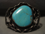 Museum Vintage Navajo #8 Turquoise Native American Jewelry Silver Coil Bracelet Old-Nativo Arts