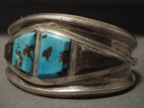 Museum Vintage Navajo 'Bisbee Turquoise & Wood' Native American Jewelry Silver Bracelet-Nativo Arts