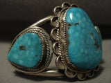 Museum Vintage Navajo Blue Carico Lake Turquoise Native American Jewelry Silver Bracelet-Nativo Arts