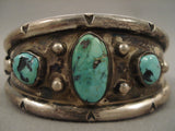 Museum Vintage Navajo Green Turquoise Native American Jewelry Silver Bracelet-Nativo Arts