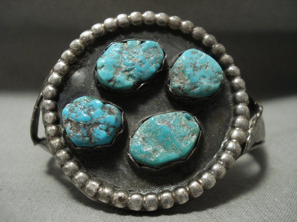 Museum Vintage Navajo 'Quadruple Nugget Turquoise' Native American