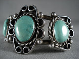 Museum Vintage Navajo 'Soft Green' Turquoise Native American Jewelry Silver Siwl Bracelet Old Jewelry-Nativo Arts
