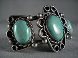 Museum Vintage Navajo 'Soft Green' Turquoise Native American Jewelry Silver Siwl Bracelet Old Jewelry-Nativo Arts