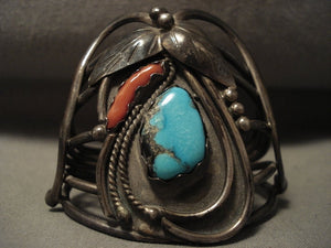 Museum Vintage Navajo :old Patina' Bisbee Turquoise Native American Jewelry Silver Bracelet-Nativo Arts