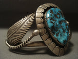 Museum Vintage Navajp Persian Turquoise Native American Jewelry Silver Leaf Bracelet-Nativo Arts