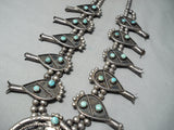 Museum Women's Vintage Native American Navajo Turquoise Sterling Silver Squash Blossom Necklace-Nativo Arts